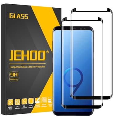 JEHOO [2 Pack] Screen Protector for Samsung Galaxy S9, Support Fingerprint, 9H Tempered Glass Film, Easy Installation, Bubble Free