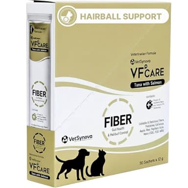 VFcare Fiber for Cats & Dogs – Tuna with Salmon – Cat Hairball Remedy & Cat Constipation Relief – 6 Functional Fibers with Prebiotics for Gut Health, Hairball Control – 30 Sachets