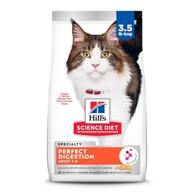 Hill's Science Diet Adult 1-6 Perfect Digestion Dry Cat Food, Salmon, Brown Rice & Whole Oats, 3.5 lb. Bag
