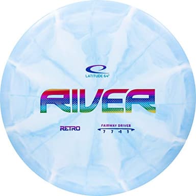 Latitude 64 Retro Burst River | Disc Golf Fairway Driver | Easy-to-Throw Disc Golf Driver for Beginners | Straight Flying | 170g+ Frisbee Disc | Unique Burst Patterns | Blue