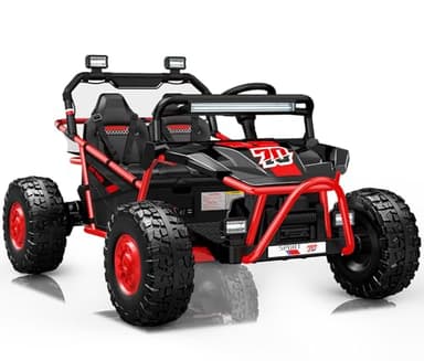 First Ride On 36V Kids Ride On UTV, 2-Seater 400W Electric Car for Kids 6+, 5-8 MPH Speed, 14" EVA Wheels, Metal Frame, Bluetooth Music, Rear Metal Suspension Off-Road Vehicle (Red)