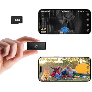 UCOCARE Spy Camera, Works with or Without WiFi, 4K Mini Camera Wireless, Small Cameras for Home Security, Built-in 64GB TF Card, 940nm Night Vision, Motion Detection, for Indoor Outdoor Use