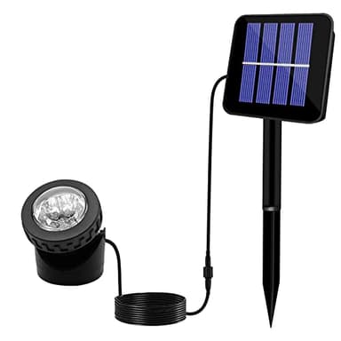 AVEKI Solar Pond Spotlights, 12 LED Solar Underwater Lights with Dual Head Waterproof Submarine Landscape Spotlight Security Lighting for Outdoor Patio Ganden Fountain Pond… (White, Single Head)