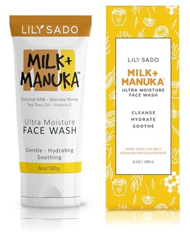 LILY SADO MILK+MANUKA™ Coconut Milk & Manuka Honey Cream Face Cleanser – Natural Ultra Moisturizing Facial Wash Cleanses, Balances, Soothes & Hydrates - Large 6oz