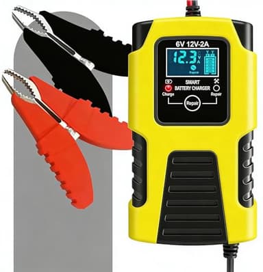 Huiaipaic 6V 12V Battery Charger Maintainer, 2-Amp Fully Automatic Smart Charger, Portable Trickle Charger,Car Battery Repair and Desulfator for Automotive,Boat,Motorcycle,Lawn Mower,RV,ATV,Toy Car