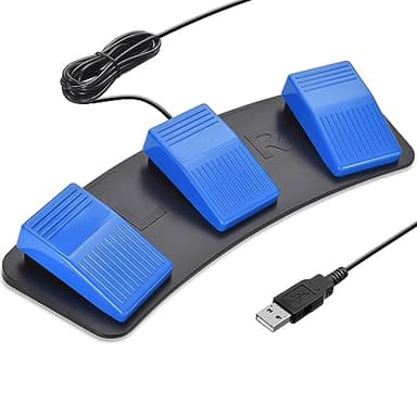 iKKEGOL Upgraded Digital Optical USB Foot Pedal, USB Tripe Foot Switch Game Control, 3 Keys Programmable Footswitch Mouse Keyboard for Video Game Push to Talk, Transcription HID (Triple Pedal)