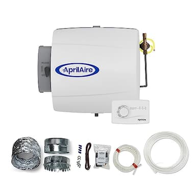 AprilAire 500M 12-gal. Whole-House Small Bypass Evaporative Humidifier with Manual Control for up to 3,600 sq. ft. + AprilAire Model 5843 Humidifier Installation Kit