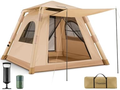 Trakiom Inflatable Tents for Camping 2/4 Person, Easy Set Up Camping Tent with Automatic & Manual Pump, Waterproof Blow Up Tent for Family Outdoor