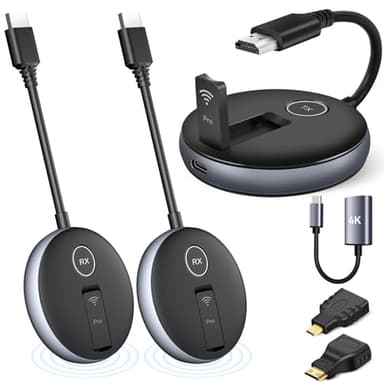 Wireless HDMI G9R Pro- One Transmitter and Two Receivers, Wirelessly Simultaneous Expansion of Multiple TVs- 165FT/50M 5.8G/2.4G @60Hz, Plug and Play Extender Kit- Streaming from Laptop/PC to Multi-TV