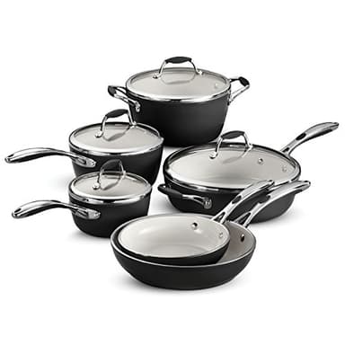 Tramontina Ceramica Deluxe 10-Piece Cookware Set with Lids, Ceramic Non Stick Pots and Pans Kitchen Set, Oven-Safe, Metallic Black