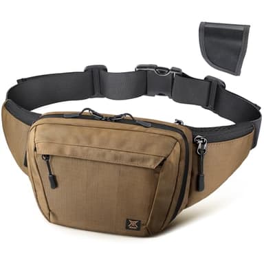 RXW Tactical Concealed Carry Fanny Pack, CCW Fanny Pack, Waist Bag for Men, Hip Bag Compact Belt Bag for Hiking, EDC Waist Pack(Adjustable Up to 60" Waist)