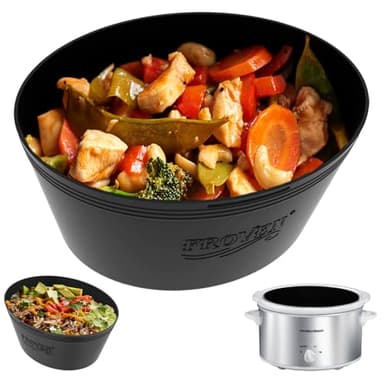 FROVEN 4-4.5 Quart Silicone Slow Cooker Liners Oval – Thickened, Weighted & Sturdy Reusable Crockpot Inserts. Leakproof, Dishwasher Safe, Compatible with Most 4QT to 4.5QT Crock Pot Slow Cookers.