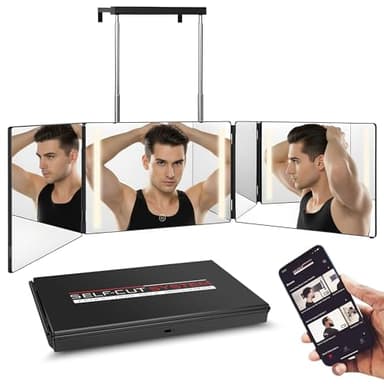 Self-Cut System 3 Way Mirror with LED Lights – Trifold Self Cut Barber Mirror for Men and Women, 360 View for Easy Haircuts, Travel Friendly - Three Way Design for Grooming and Styling
