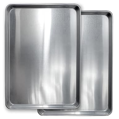 Commercial Quality Cookie Sheet Pan - 2 Pack Aluminum Half Sheet Baking Pan by Saffron & Sage Home Living - This 18x13 Baking Sheet Set is Rust & Warp Resistant, Heavy Duty, of Thick Gauge