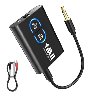 1Mii Bluetooth 5.3 Transmitter Receiver for TV to Wireless Headphones, Dual Link aptX Adaptive/Low Latency/HD Audio, Aux Bluetooth Audio Receiver Adapter for Home Stereo, Airplane, Boat, Gym