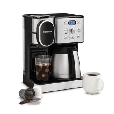 Cuisinart Coffee Center 10-Cup Thermal Carafe Drip Coffee Maker and Single-Serve Brewer with Over Ice Function, Fully Automatic Coffeemaker, Compatible with Single-Cup Pods, Black/Stainless, SS-21NAS