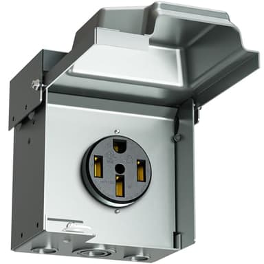 POWAWINI 50 Amp RV Power Outlet Box, 125/250V ETL Listed Outdoor NEMA 14-50R Receptacle Panel, Temporary Hookup Electrical Box for RV, EV Charger, Camper, Home Garage, with Lockable Cover