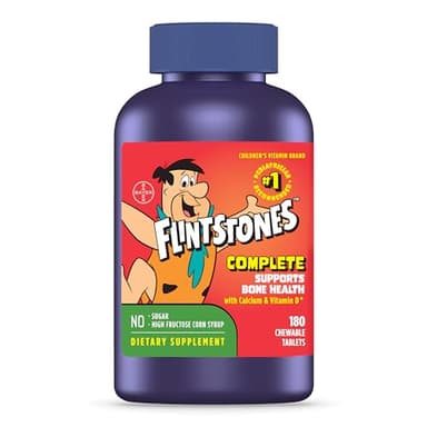 Flintstones Vitamins Chewable Kids Vitamins, Complete Multivitamin for Kids and Toddlers with Iron, Calcium, Vitamin C, Vitamin D & more, 180 count(Pack of 1)(Packaging May Vary)