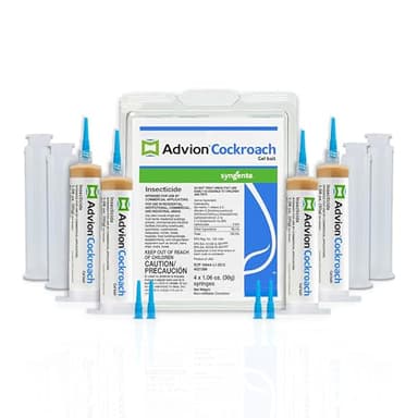 Advion Cockroach Gel Bait, 4 Tubes x 30-Grams, 4 Plunger and 4 Tips, German Roach Insect Pest Control, Indoor and Outdoor Use, Roach Killer Gel for American, German and Other Major Cockroach Species