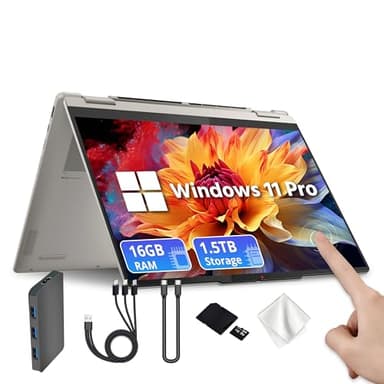 Lenovo Yoga 7 14" OLED WUXGA 2-in-1 Touchscreen Copilot+ Laptop, AMD Ryzen AI 5 340, 16GB LPDDR5X RAM, 1.5TB Storage (512GB PCIe SSD&1TB Docking), Fingerprint, Backlit Keyboard, Win 11 Pro, Seashell