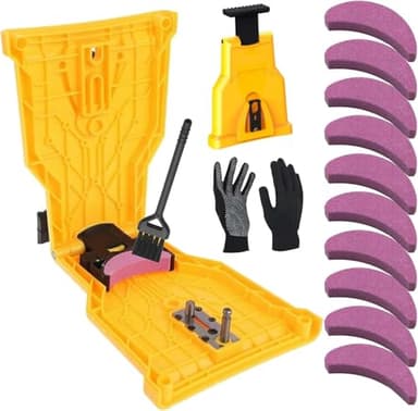 NINGHW Chainsaw Sharpener, Universal Chain Saw Sharpener Tool, Fast Chainsaw Chain Sharpener, Chainsaw Sharpening Kit with 10 Sharpening Stones, Portable Chain Saw Blade Sharpener #845