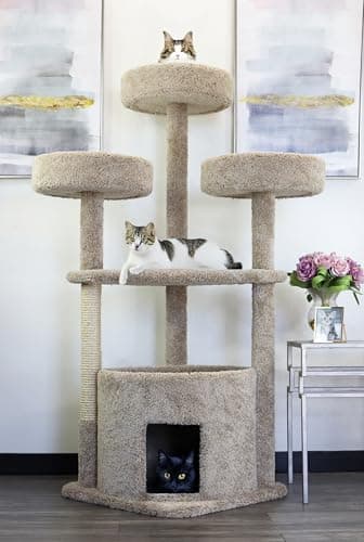 Prestige Cat Trees 130014-Tan Main Coon Cat House Cat Tree