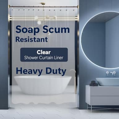 Epica Strongest Heavy-Duty Clear Vinyl Shower Curtain Liner –72 inches x 72 inches (Clear)