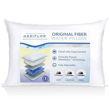 Mediflow Fiber: The First & Original Water Pillow, clinically Proven to Reduce Neck Pain & Improve Sleep. Therapeutic, Ideal for People Looking for Proper Neck Support