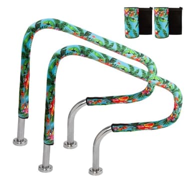 2Pcs Pool Handrail Cover,4 Feet Swimming Pool Hand Railing Covers with Zipper,Slip Resistant Rail Grip Covers for Swimming Pool Hand Railing,Neoprene Zippered Pool Handrail Cover (Colorful, 4ft)