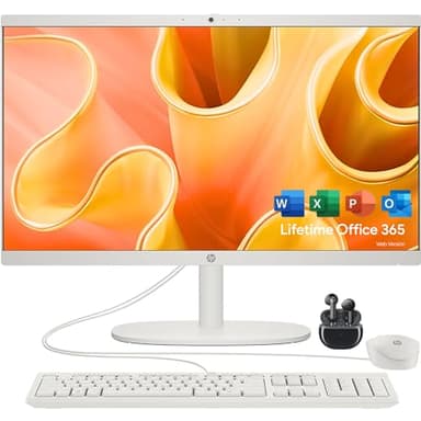 HP 22" FHD All-in-One Desktop Computer - Latest 13th Gen Intel Quad-Core - Office 365 for The Web - 8GB DDR5 RAM - 128GB UFS Storage - Wireless Earbuds - Keyboard and Mouse
