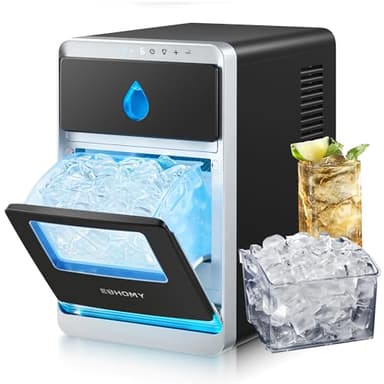 EUHOMY LunaArc Crescent Ice Maker Countertop, 1600Pcs/Day, Ready in 12Mins, Auto Deep Cleaning, Timer, Portable Ice Maker Machine with Clear Ice Cubes for Whiskey/Coffee/Soft Drinks