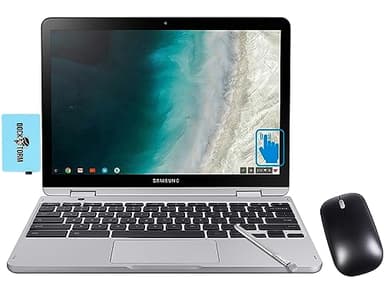 Samsung 12.2" FHD 2-in-1 Touchscreen Chromebook Plus Laptop (Intel Celeron 3965Y 2-Core, 4GB RAM, 64GB eMMC SSD, Stylus Pen, Wireless Mouse, WiFi, Bluetooth, Chrome OS) w/DKZ Hub USB Port Expander