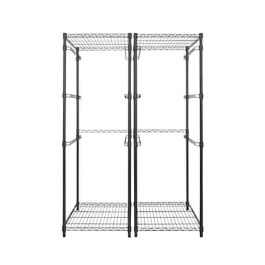 MonsterRAX 5-Tier Heavy Duty Garage Slide Rack for 27-Gallon Totes. Industrial metal organization, 250lb capacity, NSF Certified. (2-Pack) (Bins not included) (Black)