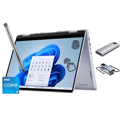 Dell Inspiron 14 2-in-1 Laptop, FHD+ 14 inch Touchscreen, Intel Core 5 120U (Beats i7-1355U) 10-Core CPU, 16GB RAM, 1TB SSD + 256GB Portable SSD, 3-in-1 External Storage Bundle, Win 11
