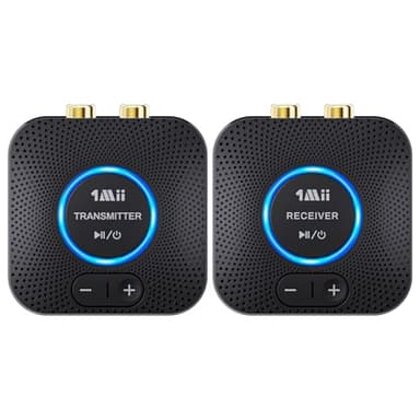 1Mii 2.4GHz Wireless Audio Transmitter Receiver Set for TV, 260Ft/80M Long Range 25ms Low Latency with AUX RCA in/Out,Wireless Audio Adapter for TV PC Powered Speaker Amplifier Soundbar