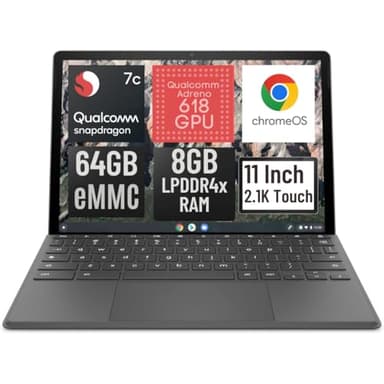 HP Chromebook x2 11-da0023dx 11-inch Touchscreen Notebook Qualcomm Snapdragon 7c 8 GB Memory; 64 GB eMMC Storage 2-in-1 Laptop Tablet, Natural Silver Aluminum & Night Teal (Renewed)