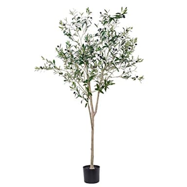 Artificial Olive Tree for Living Room Decor, 6FT Bendable Fake Plants Artificial Indoor, Faux Silk Plant Fake Trees in Potted with Oliver Branch Leaves and Fruits for Modern Home House Office Décor