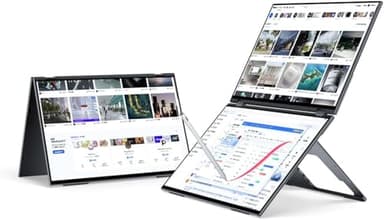 EHOMEWEI Dual Screen Portable Monitor 16"×2 2K X2 Pro Foldable Laptop Screen Extender, Dual Touchscreen with 4096-Level Stylus, USB-C, for MacBook Windows PC Switch PS5, 100% DCI-P3