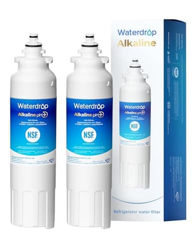 Waterdrop 𝐀𝐥𝐤𝐚𝐥𝐢𝐧𝐞 ADQ73613401 Water Filter, 𝐄𝐧𝐡𝐚𝐧𝐜𝐞𝐬 𝐩𝐇, Replacement for LG® LT800P®, ADQ73613402, ADQ75795104, LSXS26326S, LMXC23746S, LSXS26366S, LSXS26386D, 2 Filters