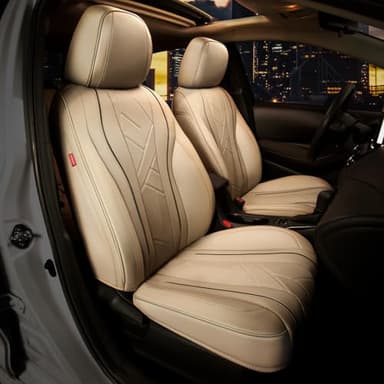 CAAP DRIVEN Touring Series Leatherette Front Row Set Seat Covers Universal for Cars Trucks SUV, Beige, CA-SC-Touring-F-BE