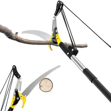 BlumeTrec 14.5FT Pole Saw for Tree Trimming, 2-In-1 Manual Tree Pruner with Saw, Extendable Long Handle Pole Tree Trimmer, High Reach Limbs Branch Cutter and Pruning Shears for Yard Garden Palm Shrubs