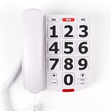 MCHEETA Big Button Phone for Seniors, Landline Telephone for Home, Durable Phone with LED Call Alert, Adjustable Volume and 3 One-Touch Dialing for Elderly, White