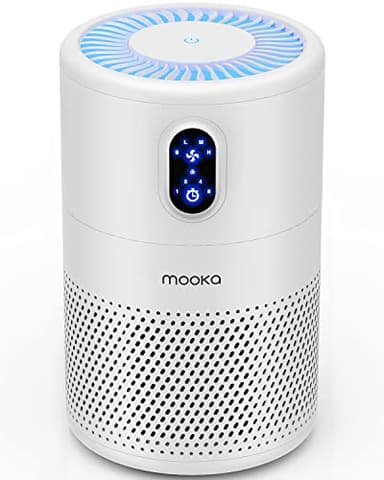 MOOKA Air Purifiers for Home Large Room up to 1076 ft², H13 True HEPA Air Filter Cleaner, Odor Eliminator, Remove Smoke Dust Pollen Pet Dander, Night Light(Available for California)