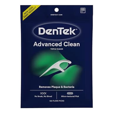 DenTek Advanced Clean Floss Picks with No Break & No Shred Dental Floss, Plaque Remover, 150 Count