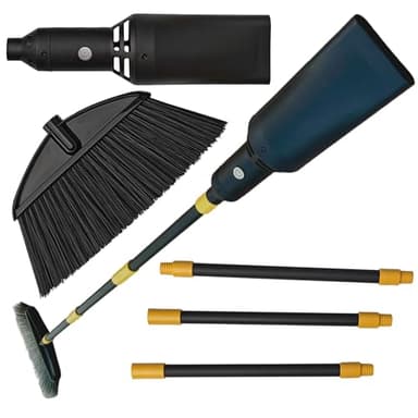Outdoor Broom with Built-in Lightweight Rechargeable Cordless Mini Leaf Blower | Small Leaf Blower & Air Stick Blower Broom for Patio, Deck, Balcony, RV