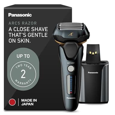 Panasonic Electric Razor for Men, Electric Shaver for Men, ARC5 with Premium Automatic Cleaning and Charging Station, Wet Dry Shaver, Cordless Razor, with Pop-Up Trimmer ES-LV97-K, Black
