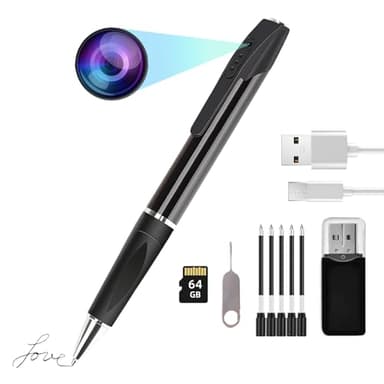 callngnuo Mini spy Camera Pen Hidden HD1080p 64GB Memory Micro Body Cameras Button camaras espias ocultas no WiFi Needed Tiny Hidden Cam Secret Camera with Video Recording Nanny for Home Security
