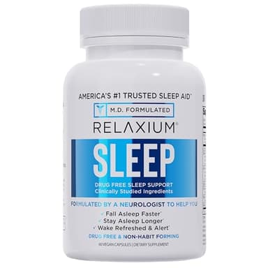 Relaxium Sleep Aid, Melatonin with Magnesium Glycinate, Valerest & Ashwagandha, Non-Habit Forming Sleep Supplement, 60 Vegan Capsules, 30-Day Supply