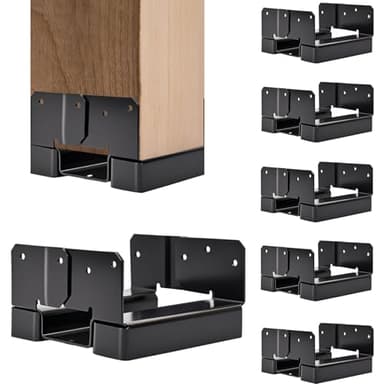 6x6 Post Base 6 PCS Post Bracket Inner Size 5.6"x5.6" Heavy Duty Metal Fence Post Anchor, Black Post Base for Concrete for Wood Deck Pergola Porch Railing Mailbox Support