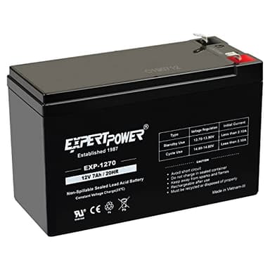 ExpertPower 12V 7Ah - SLA Rechargeable 12V Battery for Ride-On Toys, Alarm System, UPS, EPS, Feeder, Exit Sign, Small 12 Volt Battery for Kids Car, Sealed Lead Acid Fire Alarm Batteries